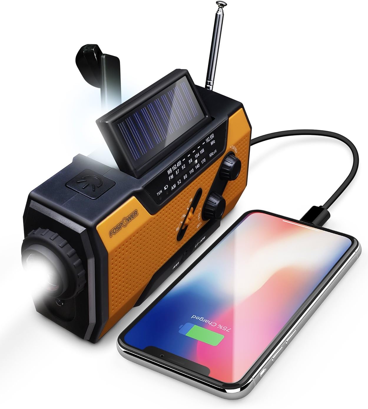 FosPower Emergency Solar Hand Crank Radio